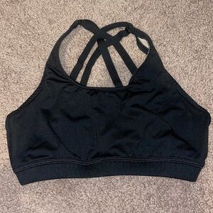 Black, varsity sports bra